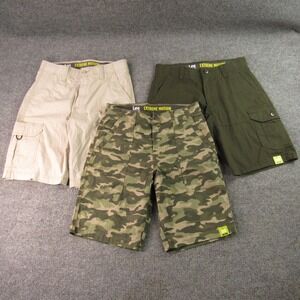 Lee Mens Extreme Motion Cargo Shorts‎ Mens 30 Camo Olive Khaki Bundle Lot of 3